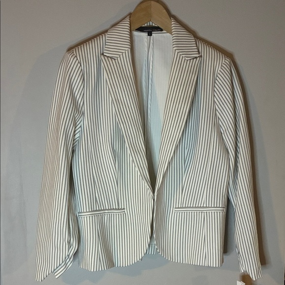 NWT Amanda & Chelsea White and Gray Striped Blazer Sz Large - Picture 2 of 6